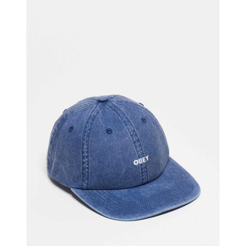 OBEY 男士 棒球帽 pigment bold six 嵌板水洗蓝色棒球帽