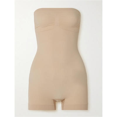 SKIMS 女士 SS25 连体衣 Sculpt Shortie 无缝无肩带土褐色
