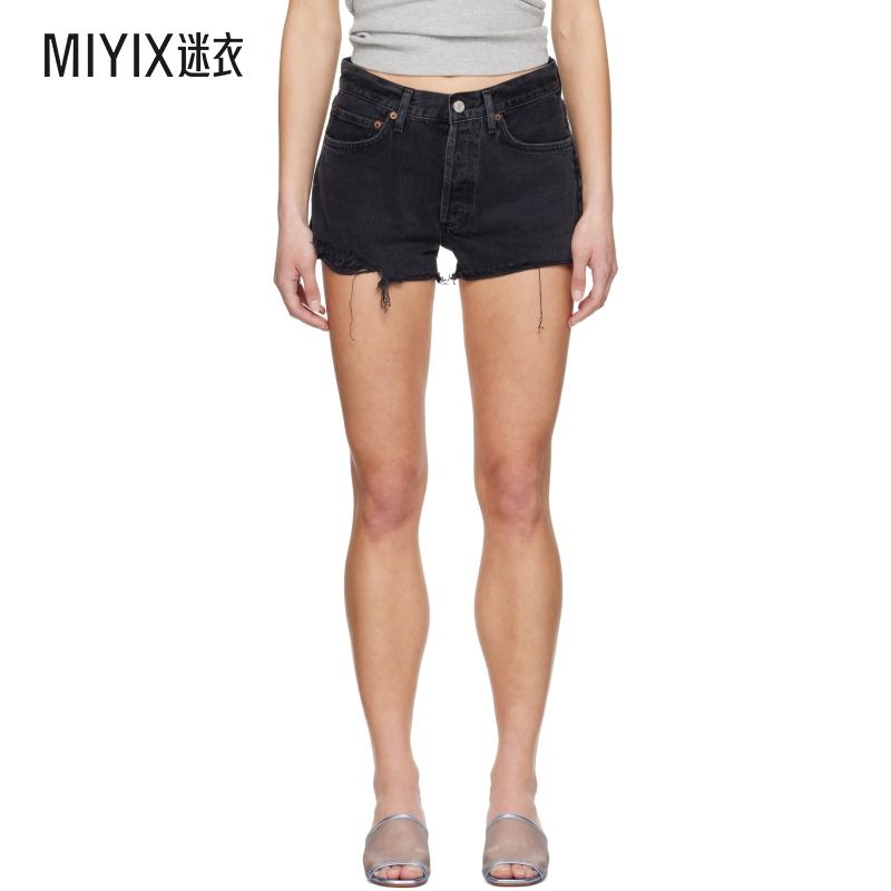 AGOLDE 女士黑色 Parker Vintage Cut Off 牛仔短裤 迷衣时尚