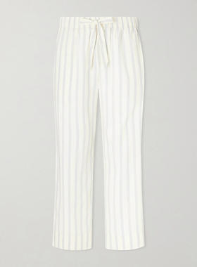 Tekla Fabrics 男士 SS26 睡衣 直筒条纹有机棉质府绸睡裤