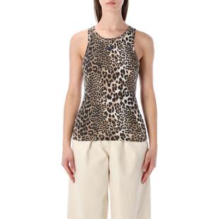 甘尼 GANNI 女士 背心 豹纹罗纹上衣 SS26 Ganni