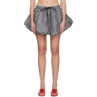 Ganni 甘尼 女士 迷你裙 黑色  白色 Crinkled Check Bubble 短裙