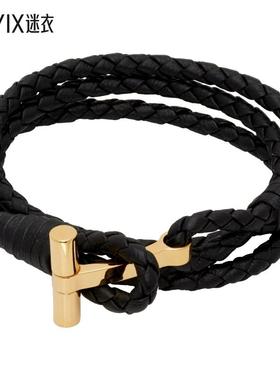 Tom Ford汤姆 福特 男款Braided Leather T 手环 迷衣时尚