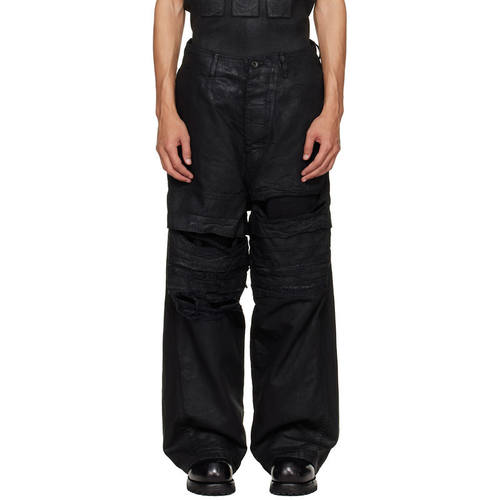 julius 男士 牛仔长裤 黑色 Coated Destroy Baggy 牛仔裤