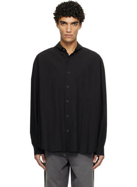 Solid Homme 男士 衬衫 黑色 Slit Detail Cotton 衬衫