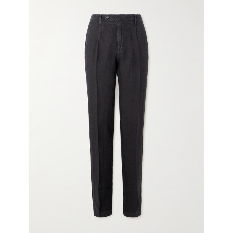 Massimo Alba 男士 FW25 长裤 Ionio2 直筒褶裥亚麻裤子