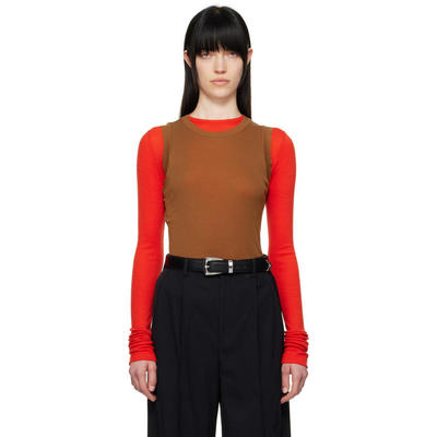 AURALEE 女士 背心 棕色 Super High Gauge Sheer