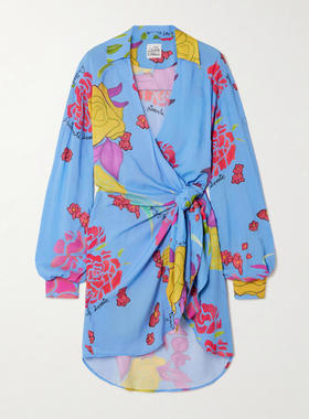 DONDE ESTEBAN 女士 中长连衣裙 Cielo 印花绉纱迷你缠绕式连衣裙