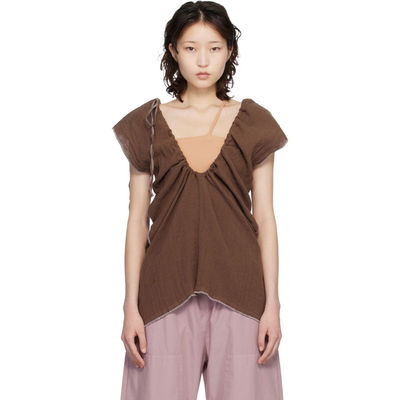 Baserange 女士 上衣 棕色 Crinkle Linen Max 上装