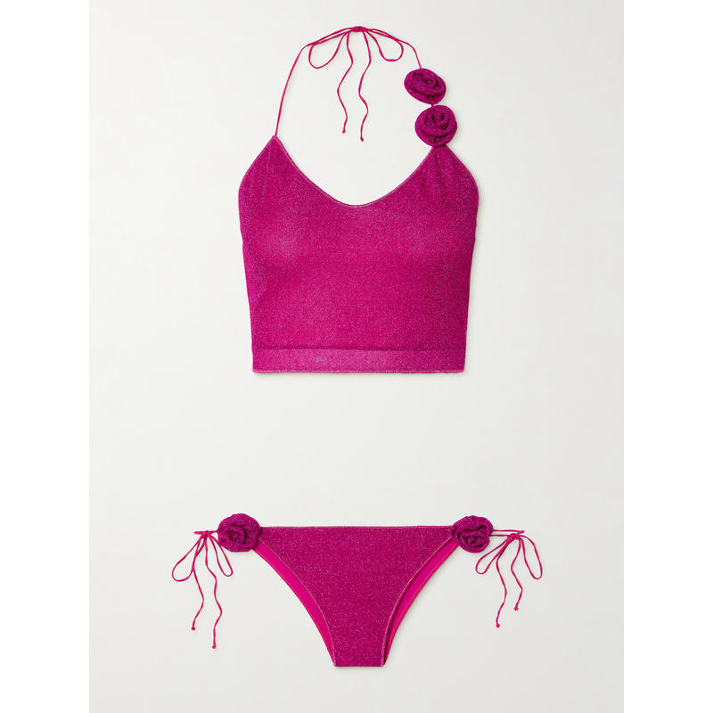 Oséree Swimwear 女士 比基尼 Lumière 玫瑰嵌花金属感比基尼