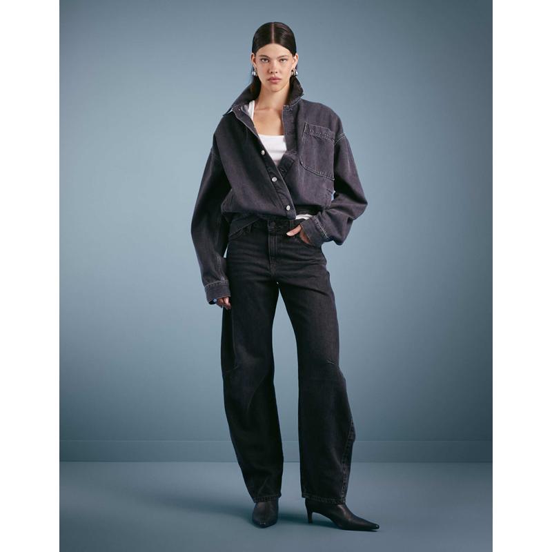 Levi's 女士 牛仔长裤 dad barrel 宽松牛仔裤(黑色)