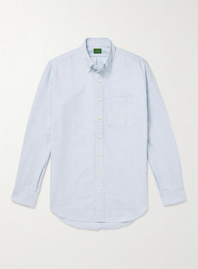 SID MASHBURN 男士 衬衫 领尖带扣式条纹棉质牛津衬衫