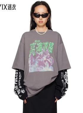 LỰU ĐẠN 女款灰色 Double Deck T 恤 迷衣时尚