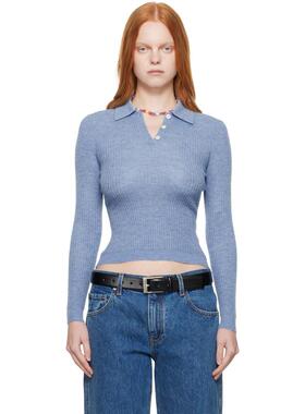 Guest In Residence 女士 POLO衫 蓝色 LS Shrunken Polo 衫