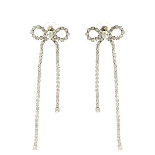 Self-Portrait 女士 SS26 耳环 'Crystal Droplet Bow'