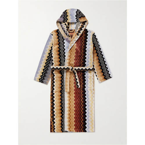 Missoni 米索尼 男士 睡袍 Giacomo 条纹棉质厚绒布连帽