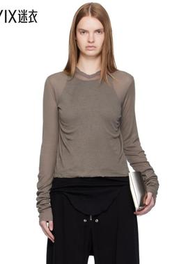 Rick Owens瑞克欧文斯 女款灰色 Concordians Cropped Rib LS 连