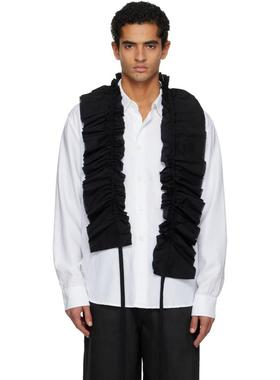 Ann Demeulemeester 男士 领带 黑色 Cotton Olof Ruffled 领饰