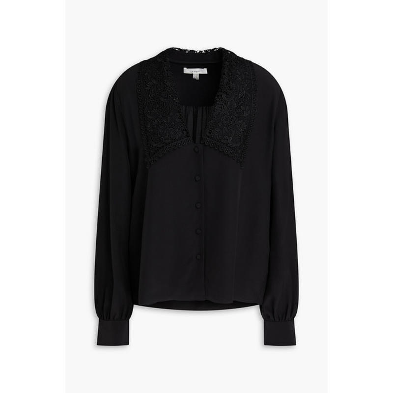 FRAME 女士 上衣 凸纹花边蕾丝边真丝双绉衫