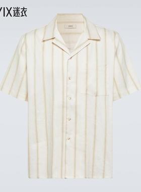 COMMAS男士条纹亚麻混纺保龄球衬衫 迷衣时尚