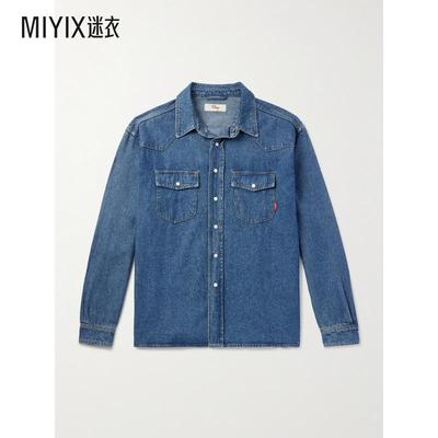 CHERRY LOS ANGELES 男士徽标印花牛仔布衬衫 迷衣时尚