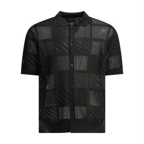 Beams 男士 SS26 POLO衫 Plus 纹理网眼纽扣 Polo 衫