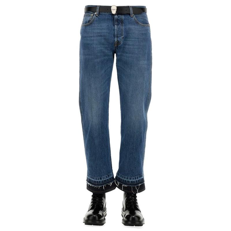 MCQUEEN 男士 SS23 牛仔长裤 直筒露踝牛仔裤
