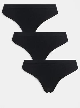 Weekday 女士 内衣 柔软无缝内裤(三件装)(黑色)