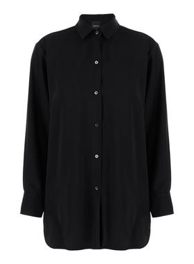 Plain 女士 FW24 衬衫 黑色长款纽扣高科技布织女士衬衫