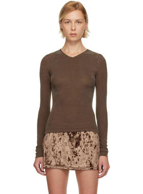 Fruity Booty 女士 T恤 棕色 Second Skin V-Neck T 恤