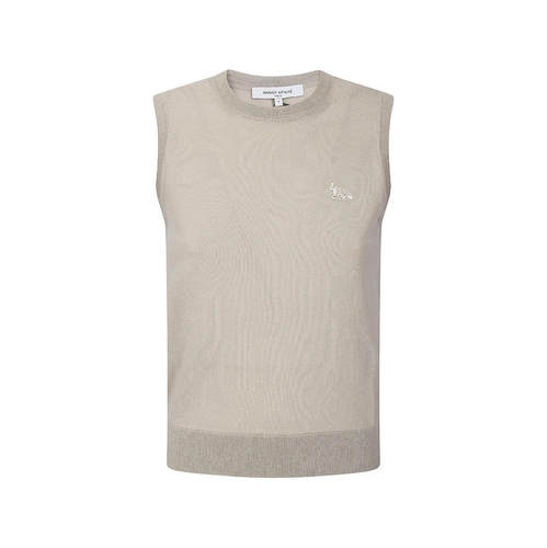 Maison Kitsuné 女士 SS26 马甲 米色 Baby Fox Fine Merino