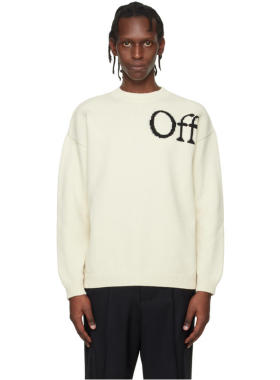 Off-White 男士 毛衣 灰白色 Bookish Knit Crewneck