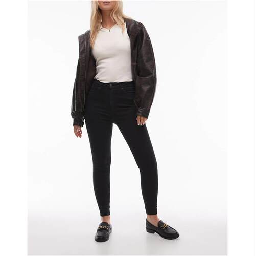 Topshop 女士 牛仔长裤 Jamie 高腰紧身牛仔裤(黑色)