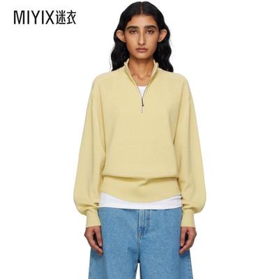6397  女款黄色 Half-Zip Saddle 毛衣 迷衣时尚