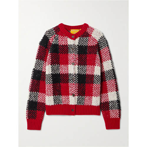 Guest In Residence 女士 FW25 开衫 格纹羊毛混纺针织