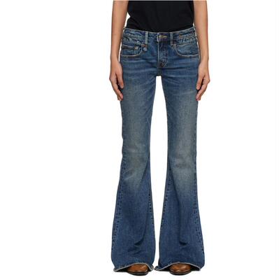 R13 女士 牛仔长裤 蓝色 Overflow Boy Flare Stretch 牛仔裤