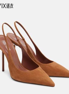 Paris Texas 女款Lidia 120 绒面革露跟浅口鞋 迷衣时尚