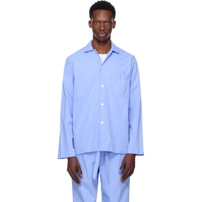 Tekla Fabrics 男士 睡衣 蓝色 Poplin Long Sleeve