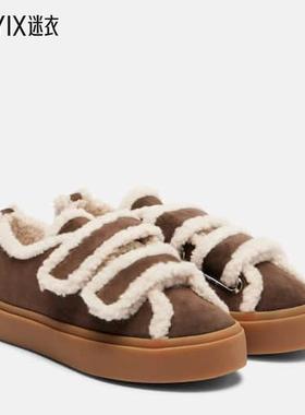 INUIKII 女款皮毛饰边绒面革低帮运动鞋 迷衣时尚