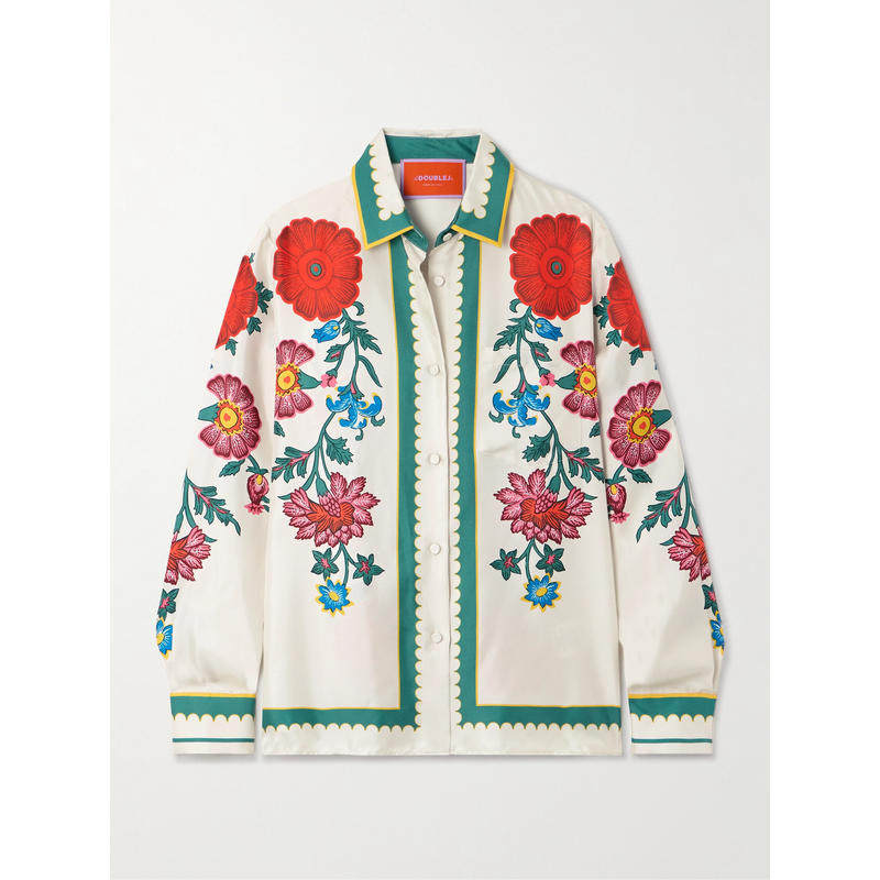 La DoubleJ 女士 衬衫 + Orlebar 棕色印花斜纹丝绸衬衫,女装/女士精品,真丝上装,淘宝优惠券,粉丝福利购,淘宝优惠卷