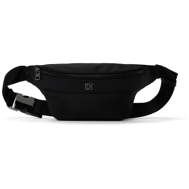 HUGO BOSS雨果博斯 男士 手拿包 黑色 Stacked-Logo Twill 腰包