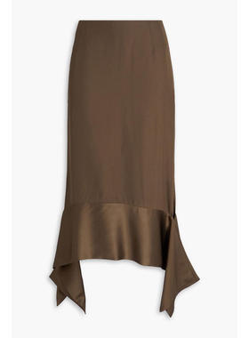 Totême 女士 超长裙 绸缎边不对称绉纱长款半身裙