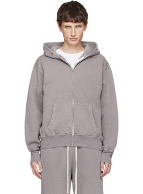Les Tien 男士 卫衣 灰色 Heavyweight Zip 连帽衫