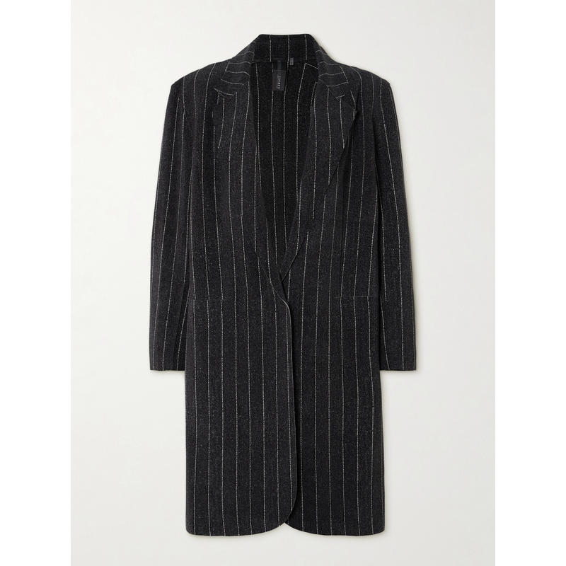 Norma Kamali 女士夹克 宽松款细条纹弹性针织西装外套