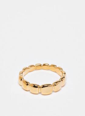 ASOS DESIGN 男士 戒指 puff 设计防水不锈钢戒指(金色)