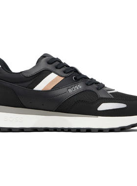 Boss 博斯 男士 SS24 运动鞋 黑色 Mixed-Material Leather  Mesh