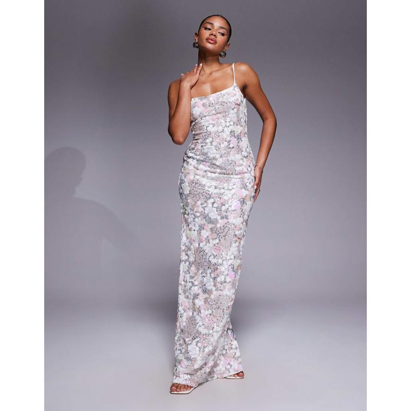 Oh Polly 女士 中长连衣裙 工匠珠片大樽领米白色长款连衣裙