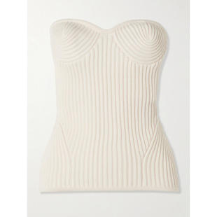 Jean Paul Gaultier 女士 FW25 背心 拼接罗纹羊毛混纺紧身胸衣