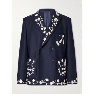 男士 Snowdrop SS26 外套 双排扣嵌花羊毛混纺 西装 Bode