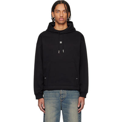 Hugo 雨果 男士 卫衣 黑色 Relaxed Fit Stacked-Logo 连帽衫